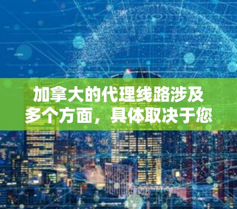 加拿大的代理线路涉及多个方面,具体取决于您的业务类型和目标市场。以下是一些常见的代理线路类型和相关信息,供您参考 加拿大的代理线路涉及多个方面,具体取决于您的业务类型和目标市场。以下是一些常见的代理线路类型和相关信息,供您参考