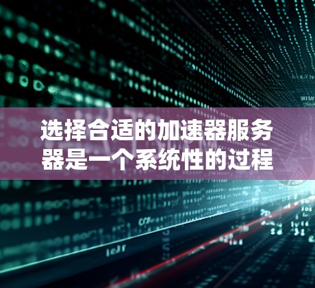 选择合适的加速器服务器是一个系统性的过程，需要综合考虑多个因素。以下是针对不同需求和项目类型的建议，帮助您做出明智的选择
