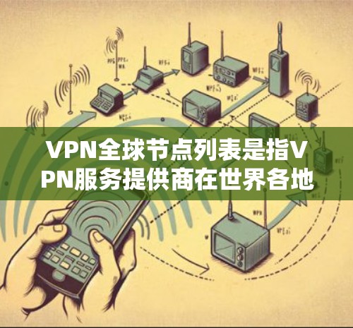 VPN全球节点列表是指VPN服务提供商在世界各地部署的服务器位置,这些服务器帮助用户建立安全的网络通道,保护隐私并访问受限的内容。以下是关于VPN全球节点列表的详细信息 VPN全球节点列表是指VPN服务提供商在世界各地部署的服务器位置,这些服务器帮助用户建立安全的网络通道,保护隐私并访问受限的内容。以下是关于VPN全球节点列表的详细信息