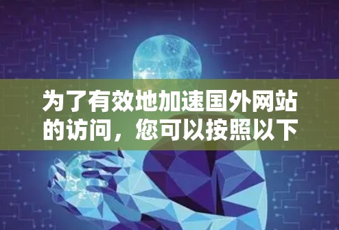 为了有效地加速国外网站的访问，您可以按照以下步骤进行