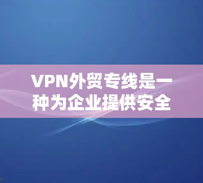 VPN外贸专线是一种为企业提供安全数据传输通道的服务，特别适合处理跨国贸易业务。以下是关于VPN外贸专线的详细说明