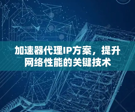 加速器代理IP方案,提升网络性能的关键技术 加速器代理IP方案,提升网络性能的关键技术