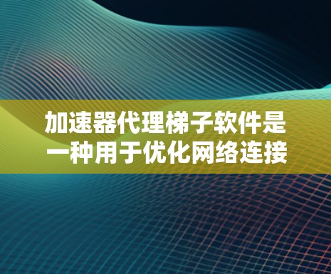 加速器代理梯子软件是一种用于优化网络连接速度的工具，通常结合了代理服务器和数据加速技术。以下是对该软件的详细分析和总结
