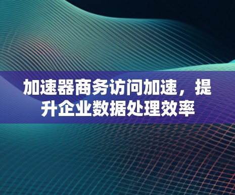 加速器商务访问加速，提升企业数据处理效率